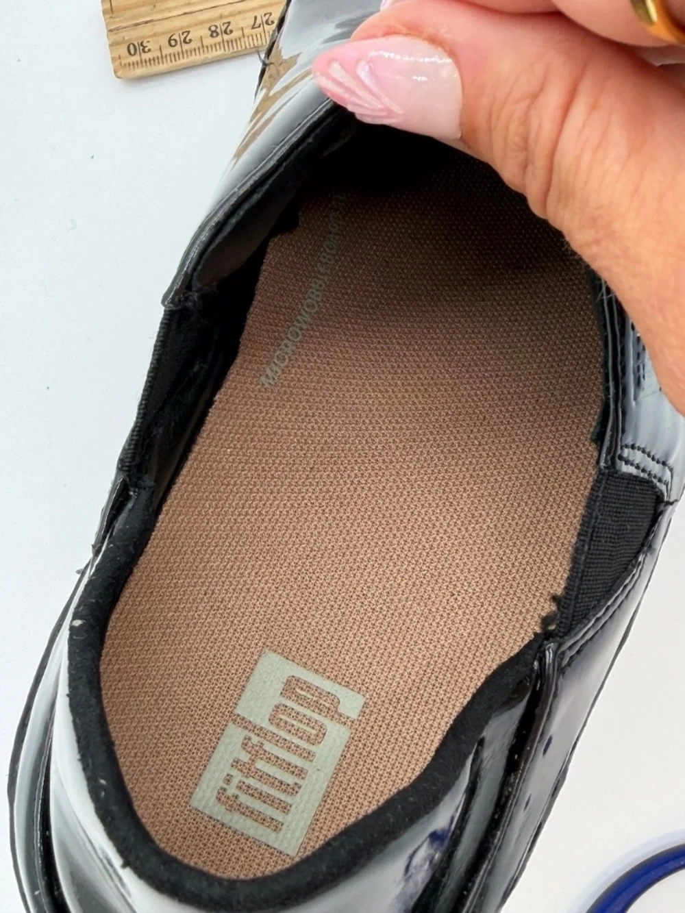 FitFlop Superloafer Black Patent Leather Comfort Clogs Shoes Loafers Womens 5